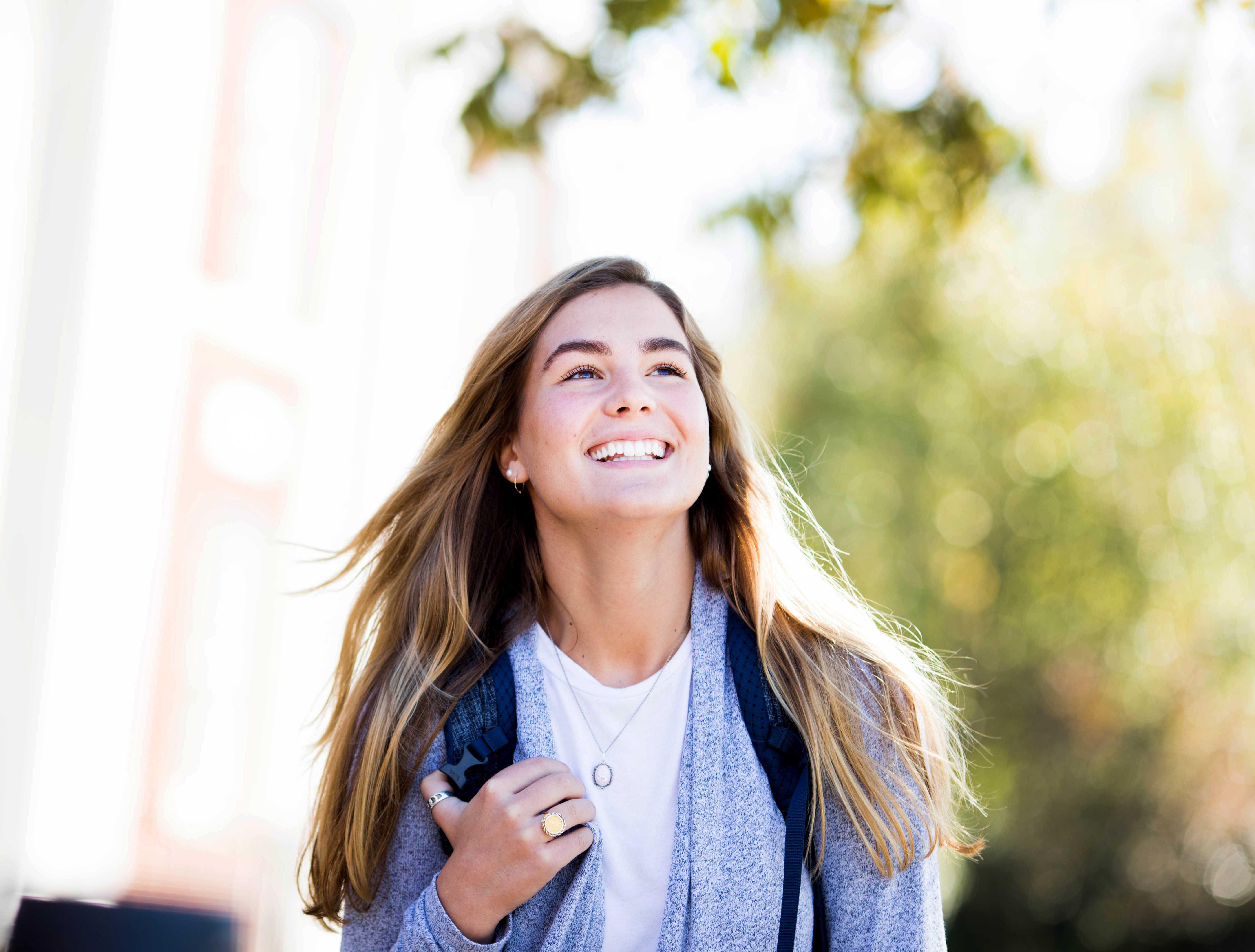 Girl walking outside